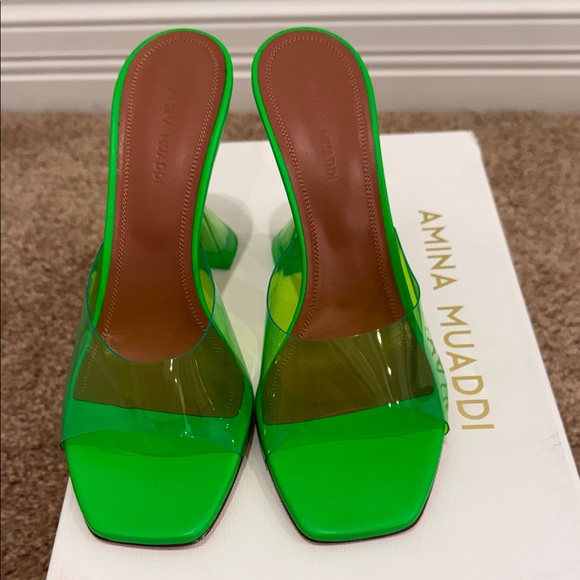 Amina Muaddi Green Transparent Mule HeelsEU 37NEWIconic Heel